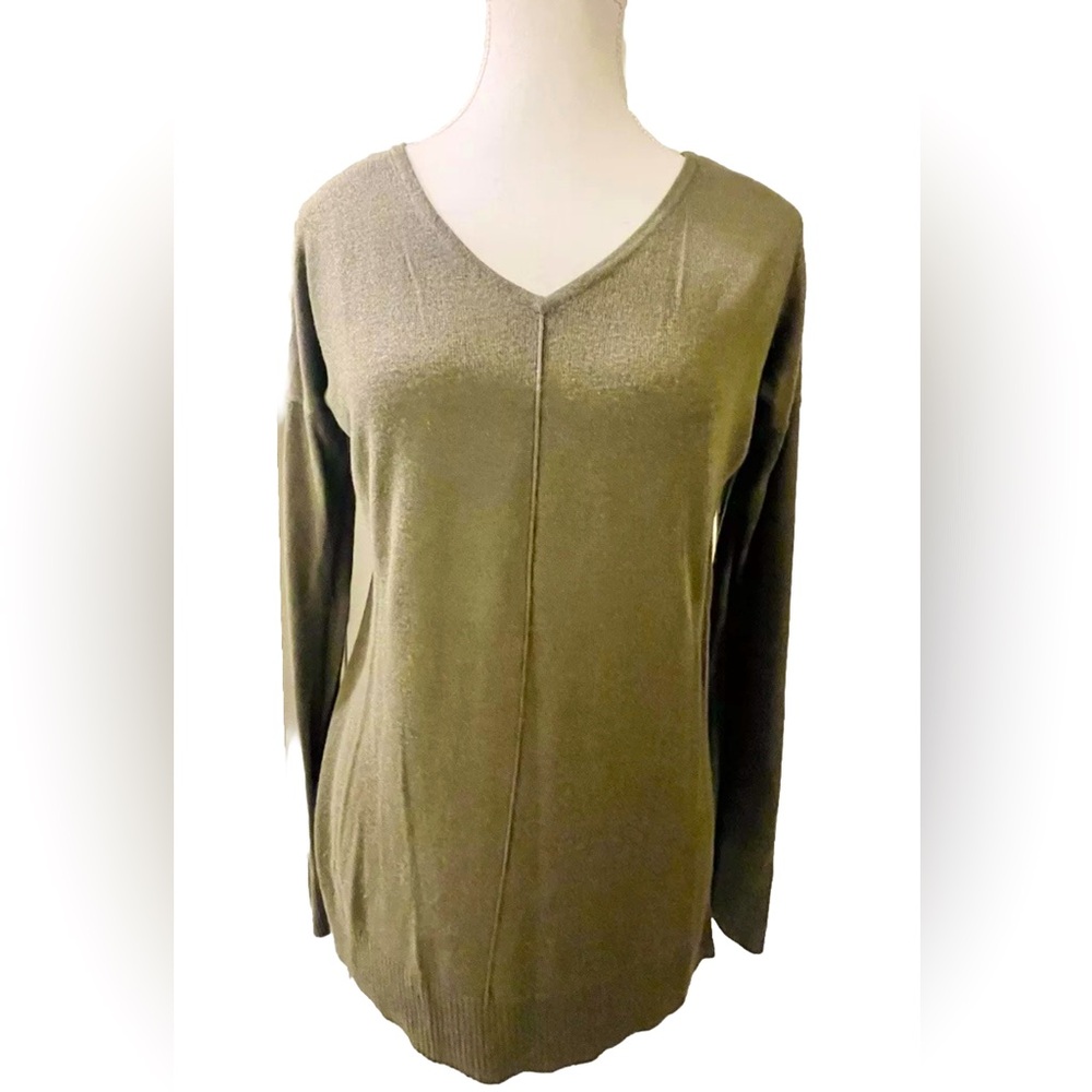 Pink Rose Women’s V-Neck Olive Green Pullover Sweater Size XS